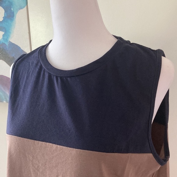 Emery Rose medium tank top blue tan color block sleeveless - Picture 4 of 10